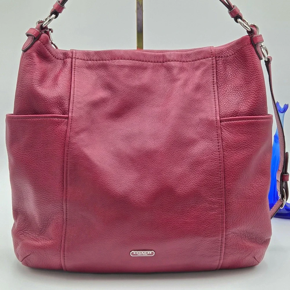 Coach Large Slouchy Hobo Bag Pebbled Leather Shoulder Tote Crossbody F31323 Wine